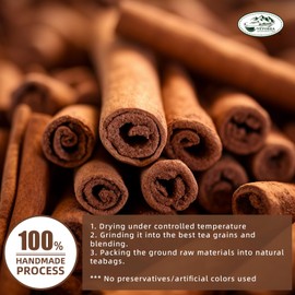 Premium Cinnamon Tea Bags - Made of 100% Natural Cinnamon Sticks, Herbal Tea. No Sugar, No Caffeine, No Gluten, Vegan (110 Bags)