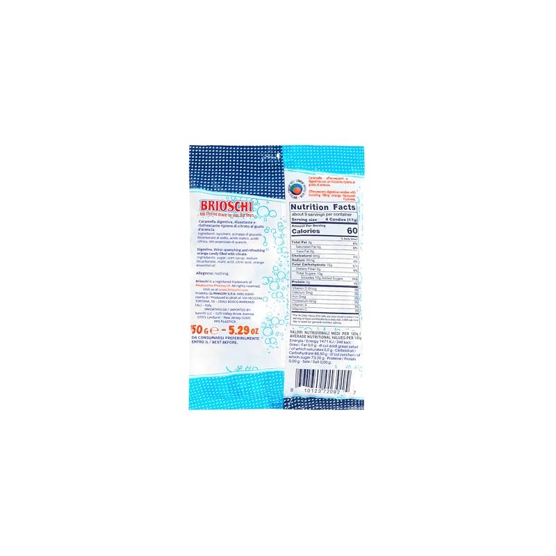 Brioschi Orange Flavored Effervescent Fizzy Digestive Italian Candies (5.29 oz)