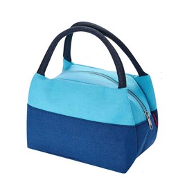 Lunch Bag, Home Waterproof Canvas Lunch Bags Reusable Fashion Lunch Tote Bag Picnic Bag Grocery Bags with Zipper (Blue)