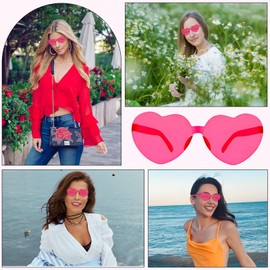 30 Pares Gafas de sol con forma de corazón para mujer Gafas de sol sin montura con forma de corazón para fiestas(rojo rosado)