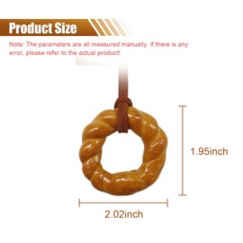 Alkaline Bread Car Hanging Accessories, Car Rear View Mirror Charm, Cute Auto Interior Pendant Ornament, Car Handmade Lucky Decoration for Women Girls (Twisted Circle Bread)