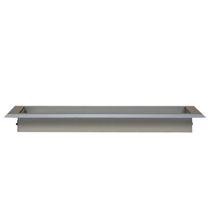 Aluminium ventilation grille with curved slats that are all moved