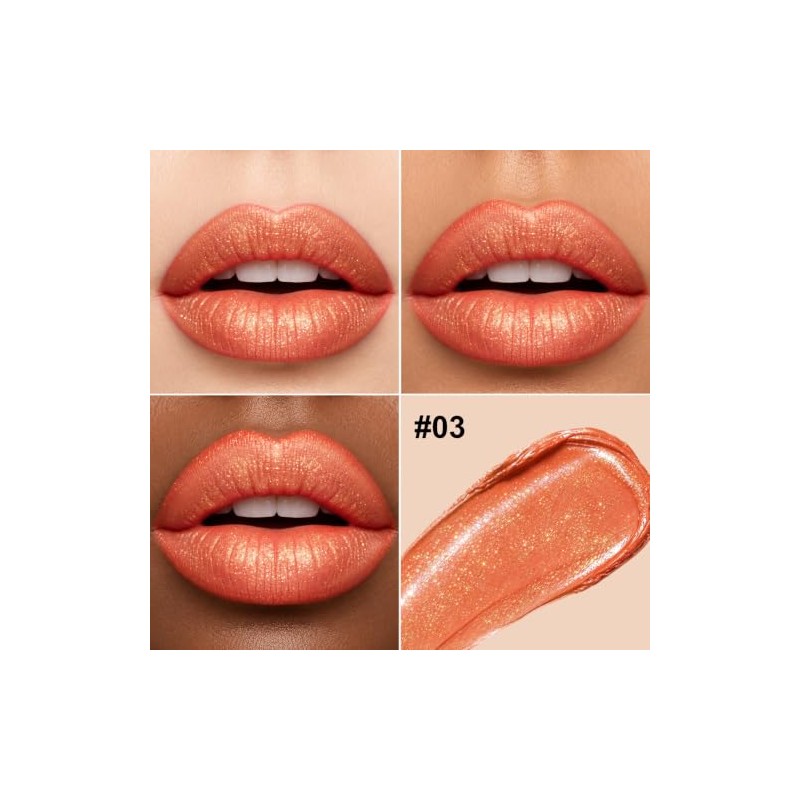 Erinde Lápiz Labial Purpurina Metálica con Mate, Tinte Labial Duradero,#03