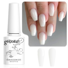 Vishine Semi-permanenter Gel-Nagellack Milchig Weiß, Semi-permanenter Natürlicher Nude French Manicure Milchig Weiß Nagelkunst Gel Weiß Soak-Off UV LED 8ml
