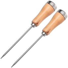 2 Pieces Ice Pick Ice Chipper Stainless Steel Ice Pick 8.46 Inch Ice Chisel Ice Hammer Tool Ice Crusher Ice Carving Tool with Wooden Handle