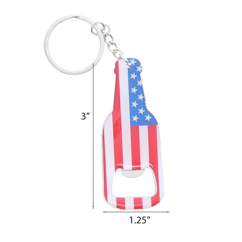 American Flag Beer Bottle Opener Keychain - Set of 2