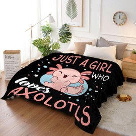 Axolotl Blanket Just Girl Loves Axolotls Blanket Soft Blankets and Throws Flannel Cozy Lightweight Quilt Gift Perfect for Bed Sofa Couch-50 x40 Small for Kids