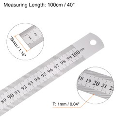 HARFINGTON Stainless Steel Ruler 40-inch/100cm Metal Rulers 1.14" Wide, Inch and Metric Graduation Straight Edge Measuring Tool