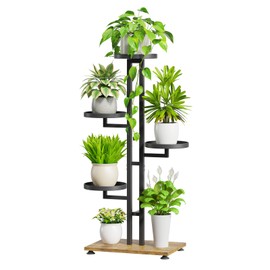 iDavosic.ly 5 Tier Plant Stand Indoor Outdoor, Tiered Corner Multiple Flower Pot Holder Shelf, Metal 34 Inch Tall Display Rack for Patio Porch Living Room Garden Balcony Bedroom, Black