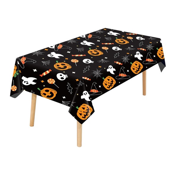 CXPSINC 4 Pack Halloween Pumpkin Ghost Tablecloth,54" x 108" Rectangular
