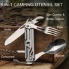 6-in-1 Detachable Camping Utensil, Stainless Steel Cutlery Folding Spoon, Fork,