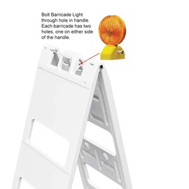 Plasticade All-Plastic A-Frame Type 2 Barricade (12" Top, 8" Bottom) - High Intensity Prismatic Reflective Sheeting, Durable, High-Visibility Traffic Control Solution with Built-in Handle