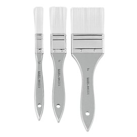 Liquitex Basics 3699369 Synthetic Brush Set, 3 Flat Brushes - Short Handle, for Acrylic Paints, Maximum Performance, High Elasticity and Lifespan - Brush Set of 3
