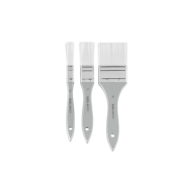 Liquitex Basics 3699369 Synthetic Brush Set, 3 Flat Brushes -