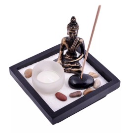 THY COLLECTIBLES Asian Japanese Feng Shui Sand Zen Garden Buddha Tealight &...