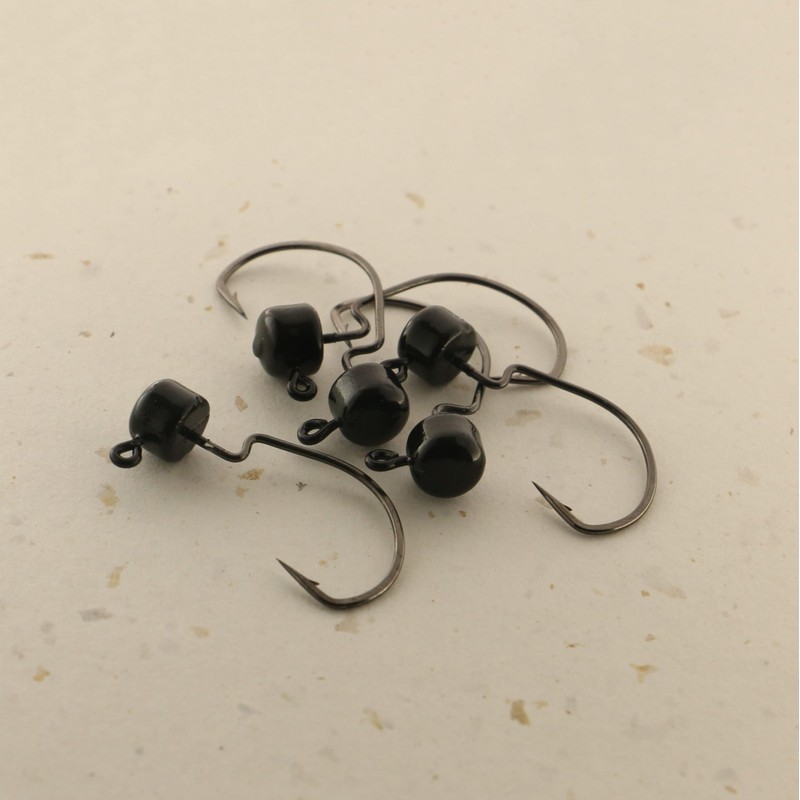 Temorah Finesse Ned Shroom Jig Heads (Black, 1/10 OZ EWG