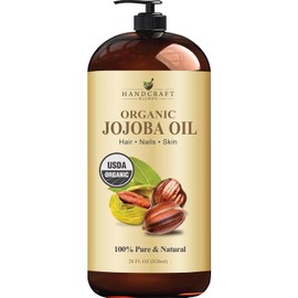 Handcraft Blends Usda Aceite de Jojoba Orgánico - 28 Fl Oz - Puro y Natural - Aceite de Grado Premium para Rostro, Cuerpo y Cabello - Aceite Anti-Envejecimiento - Prensado En Frío y Sin Hexanos