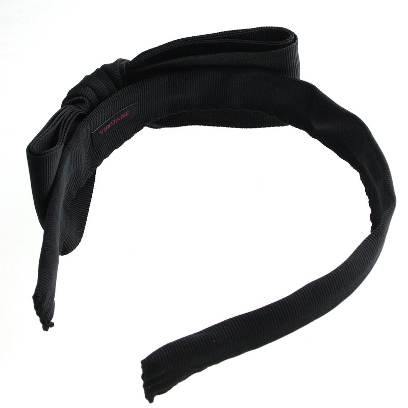 Vingtaine HK-90a-BK Asymmetrical Ribbon Headband for Weddings, Afterparties, Head Accessories,