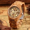 Tiong Fashion Men's Wooden Mechanical Skeleton Watches, No Battery Wooden