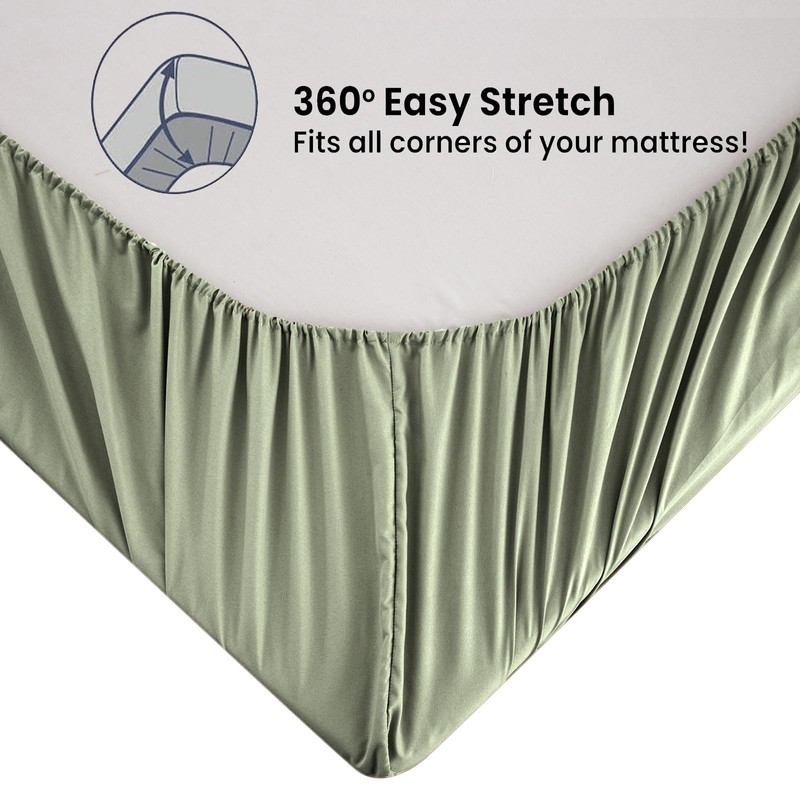 Soifox King Size Fitted Sheet Sage Green - Bed Sheets
