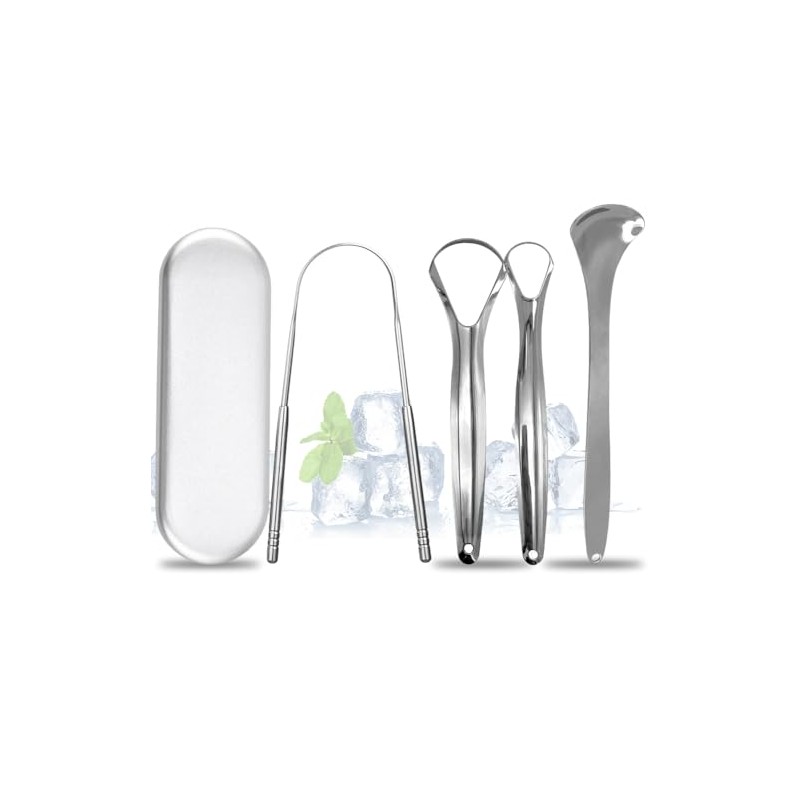 Set de 4 Limpiador de Lengua, Raspador de Lengua Reutilizable