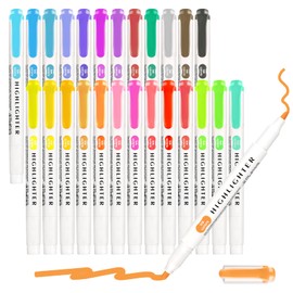 Funnasting Highlighters Pens, 25 Colors Mild Highlighters, Dual Tip Colourful Highlighter, Pastel Marker Set Perfect Stationary Supplies for Adults Colouring, Underlining, Highlighting