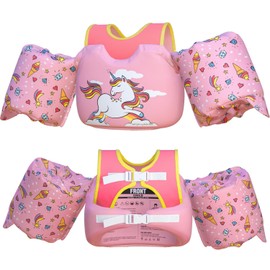 Dark Lightning Dark Lightning USCG Coast Guard Approved Toddler Swim Vest for Age 2/3/4/5/6/7 Years Old, Kids Life Jackets with Arm Floaties 30-50 Pounds,Baby Water Wings in Sea/Pool/Puddle