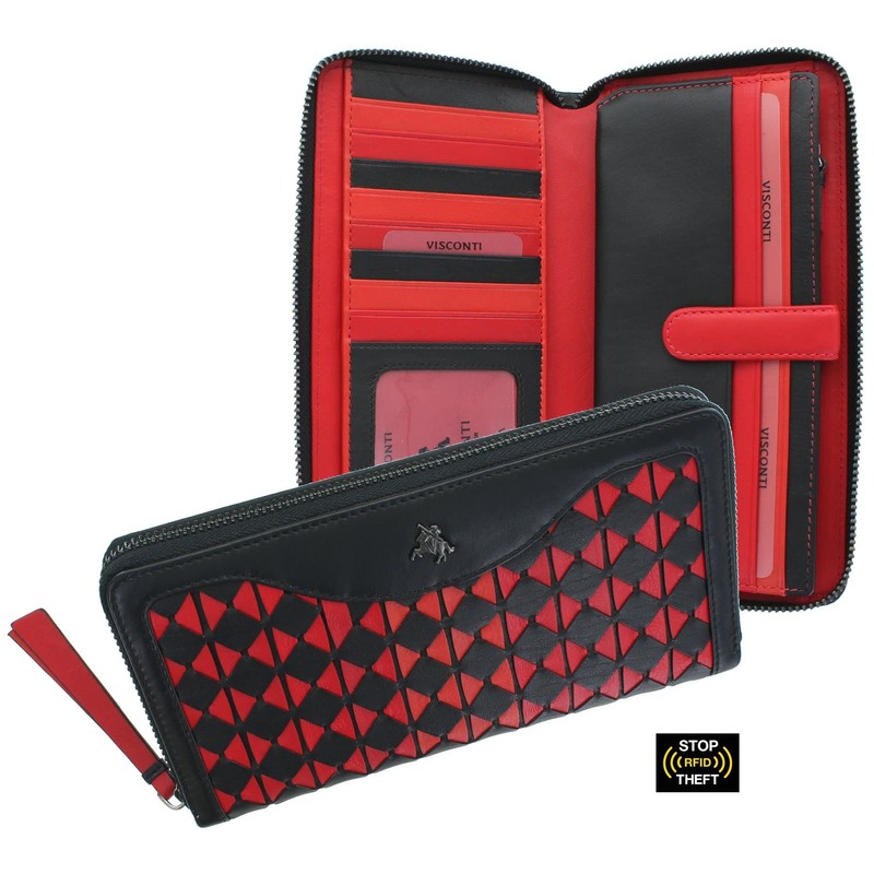 VISCONTI Bora Bora Collection Amour Leather Zip Wallet RFID Blocking