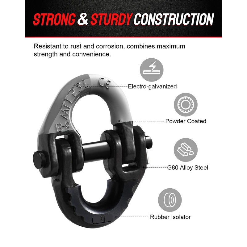 DAYDOOR 1/2" Trailer Safety Chain Hooks,G80 Safety Chain Shackle,12000 lbs