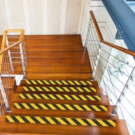 COSIMIXO 1" x 35Ft Black&Yellow Heavy Duty Anti Slip Tape for Stairs Outdoor/Indoor Waterproof Grip Tape Safety Non Skid Roll for Stair Steps Traction Tread Staircases Anti-Slip Strips