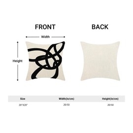 Black And White Pillow Covers 20x20 Set Of 2 Geometric Abstract Modern Art Line Throw Pillow Covers Modern Minimalist Style Decorative Square Linen Cushion Case Boho Decoration For Couch Sofa Outdoor