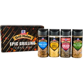 McCormick Grill Mates Grilling Seasoning Variety Pack, Epic Grilling Gift Set, Gluten Free, Includes Montreal Steak, Garlic Butter, Classic Smash, and Dill Pickle, For Chicken, Steak, Burgers, Seafood, and More, 12.1 oz