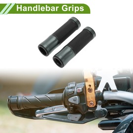 HOPESPANNER 7/8" 22mm 15/16" 24mm Universal Motorcycle Hand Grips Cover Non Slip Aluminum Alloy Rubber Handlebar Grips Titanium Tone 1 Pair