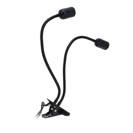 Clip Desk Lamp Socket, E26/E27 Reading Light Stand Clamp Lamp Fixture, 360 Degrees Two Head Clip on Light Bulb Holder with On/Off Switch and Clamp for Headboard Video Study Work,