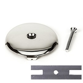 PF WaterWorks Universal Bathtub/Bath Tub Drain Single/One (1) Hole Overflow Face Plate - Matching Screw - Adapter for 2 Hole; Chrome; PF0930-CH