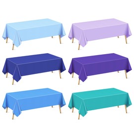 6 Pieces Blue & Purple Series Rectangle Tablecloth, 54x72" Solid Color Waterproof & Spillproof Disposable Plastic Table Cover, Durable Party Tablecloth for Dining, Buffet, Picnic, Outdoor Events
