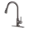 WEWE Black Stainless Kitchen Faucet with Pull Down Sprayer, Single
