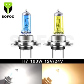 SOFOC H7 Halogen Car Headlight for High/Low Beam Lamp 24 V 100 W White Pack of 2