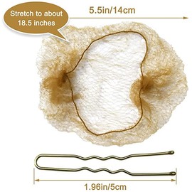 Taicols 50Pcs U Shaped Pins fits Food Service Ballet Hair Bun Cover, 50Pieces 50cm Nylon Invisible Hairnet Invisible Elastic Edge Mesh, Ballet Bun,Wig and Women Invisible Edge Net