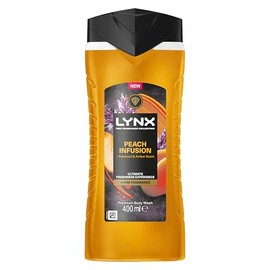 Lynx Fine Fragrance Collection Peach Infusion Premium Body Wash Body Cleanser shower gel with a peach, patchouli & amber scent for 12 hours of freshness 400 ml