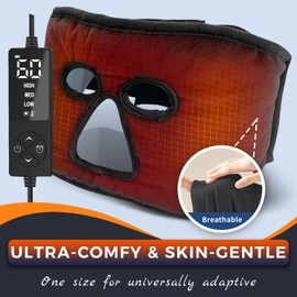 EX-Large Heated Face Mask with Eye Cutouts for Sinusitis, TMJ, Tension Headaches with 3 Heat & 5 Timer Settings, Electric Heating Pad for Face Full Coverage Moist Heat Therapy