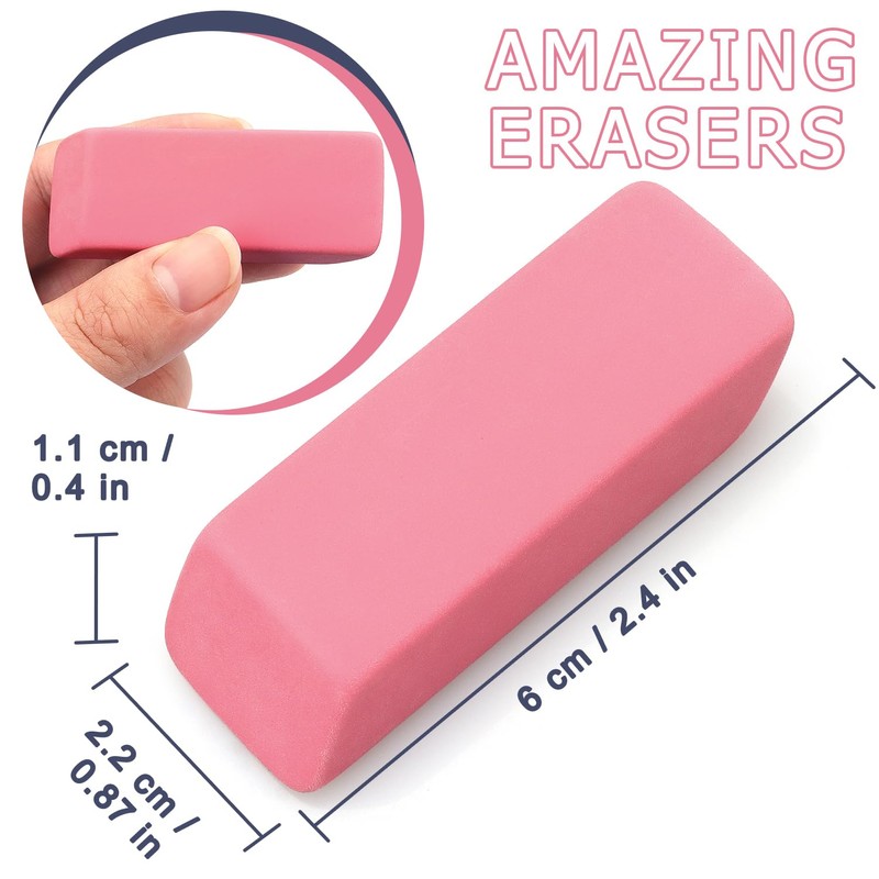 Tamaki Erasers, Pink Pencil Erasers for Drawing, Artist Eraser, Large,