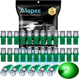 Alopee 30 Pack 194 LED Bulb Green DC 12V T10 Wedge LED Bulb 5SMD 5050 Chips 168 2825 W5W 158 501 Car Interior Dome Map Door Light License Plate Light