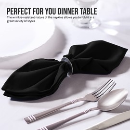 Utopia Home Black Cloth Napkins (12 Pack, 20x20 Inches), Ideal Dinner Napkins for Party, Wedding and Lunch/Dinner