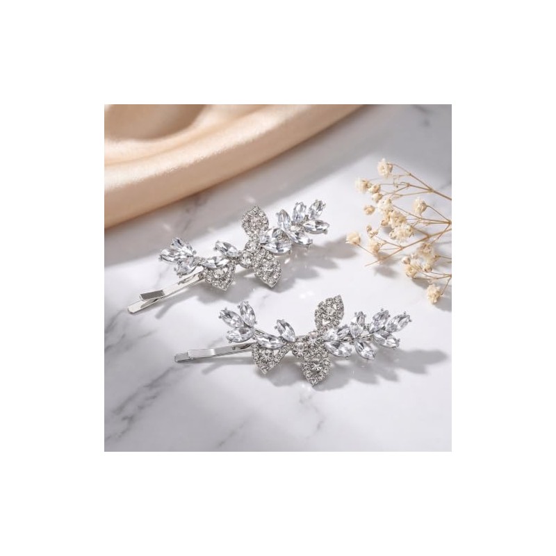 Silver Rhinestone Hair Clips, Elegant Crystal Bridal Hair Accessories