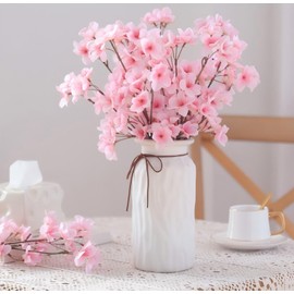 Waipfaru 4 Pcs Artificial Cherry Blossom Branches Decor, 17Inch Pink Fake Flowers for Home Decorations