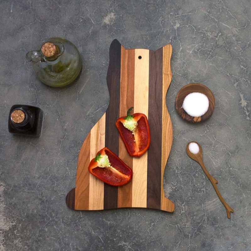 Cat Shaped Cutting Board Wooden Kitchen Chopping Board Cute Cheese