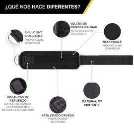 Tobillera y Muñequeras para Gimnasio, Tobillera Fitness Gym, Reforzada Doble Anilla en D, Elástico Ajustable,Correas de Tobillo de Fitness para Máquin