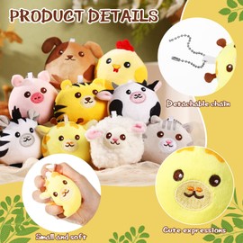 Skylety 9 Pcs Mini Plush Stuffed Animals Bulk 3.15 Inch Cute Soft Decompress Animals Plush Toys for Kids Baby Shower Birthday Charity Donation Gifts Classroom Prizes(Farm and Forest Animals)