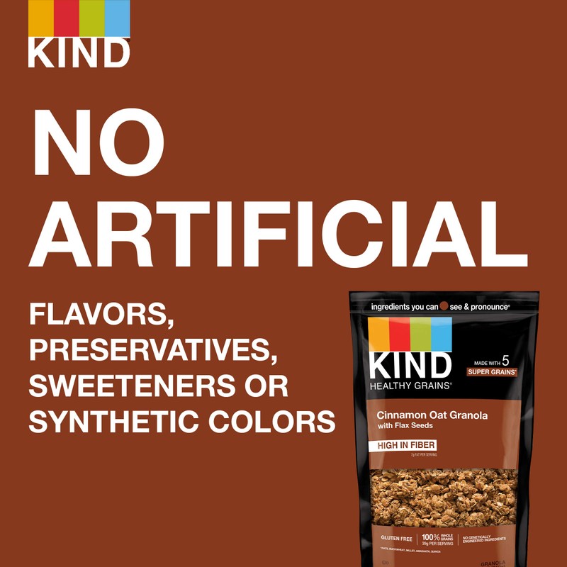 KIND Healthy Grains Granola, Cinnamon Oat Clusters with Flax Seeds,